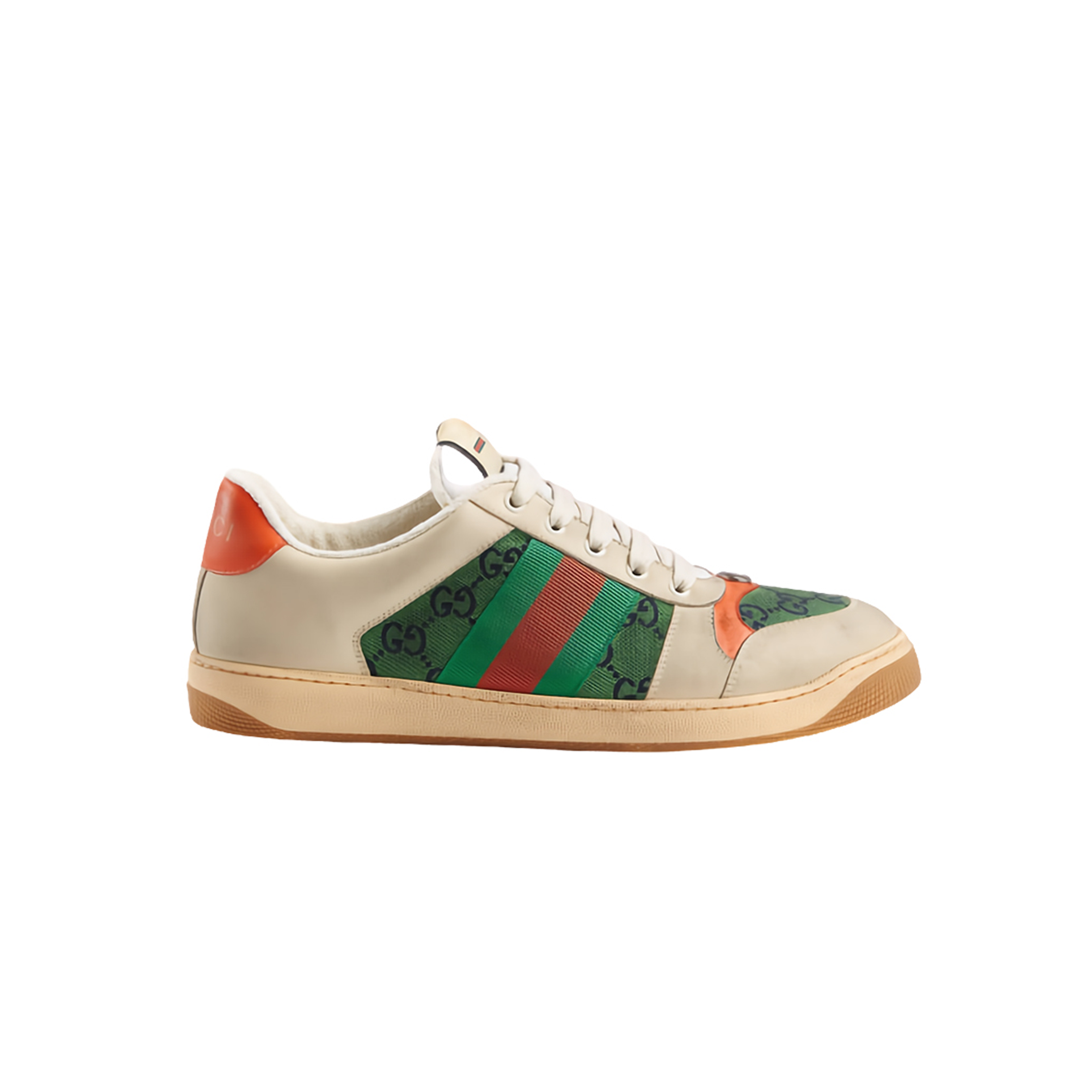 G*u*i men''s retro gg canvas green orange stripe casual sneakers